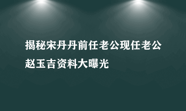 揭秘宋丹丹前任老公现任老公赵玉吉资料大曝光