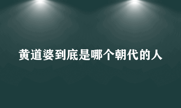 黄道婆到底是哪个朝代的人