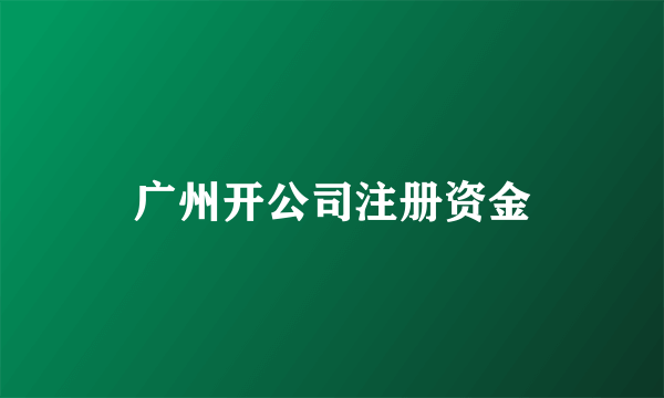 广州开公司注册资金