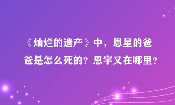 《灿烂的遗产》中，恩星的爸爸是怎么死的？恩宇又在哪里？