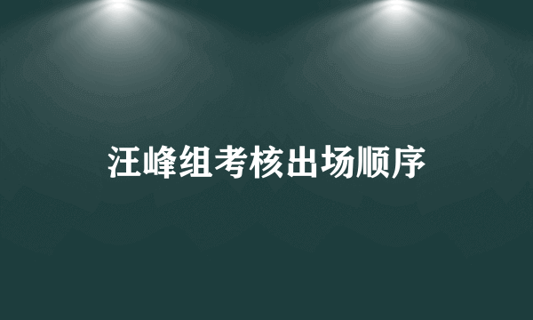 汪峰组考核出场顺序