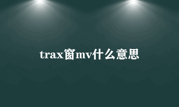 trax窗mv什么意思