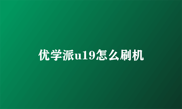 优学派u19怎么刷机