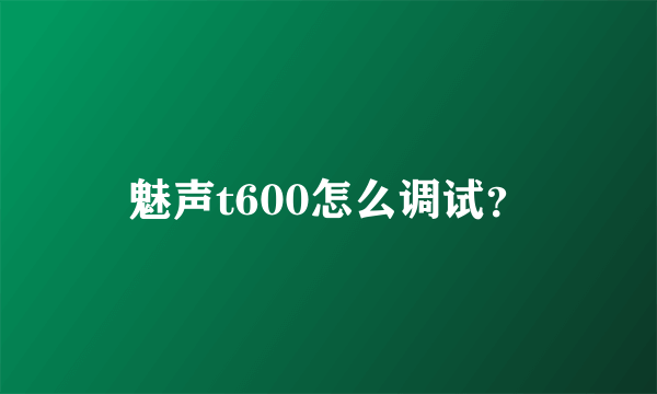 魅声t600怎么调试？