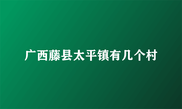 广西藤县太平镇有几个村