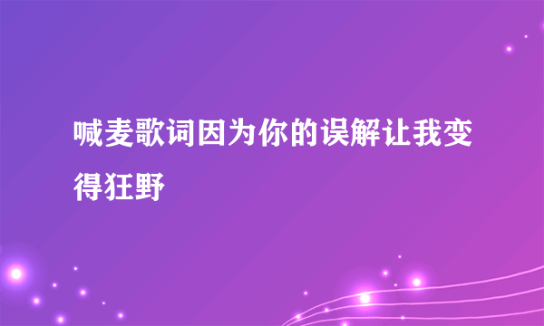 喊麦歌词因为你的误解让我变得狂野